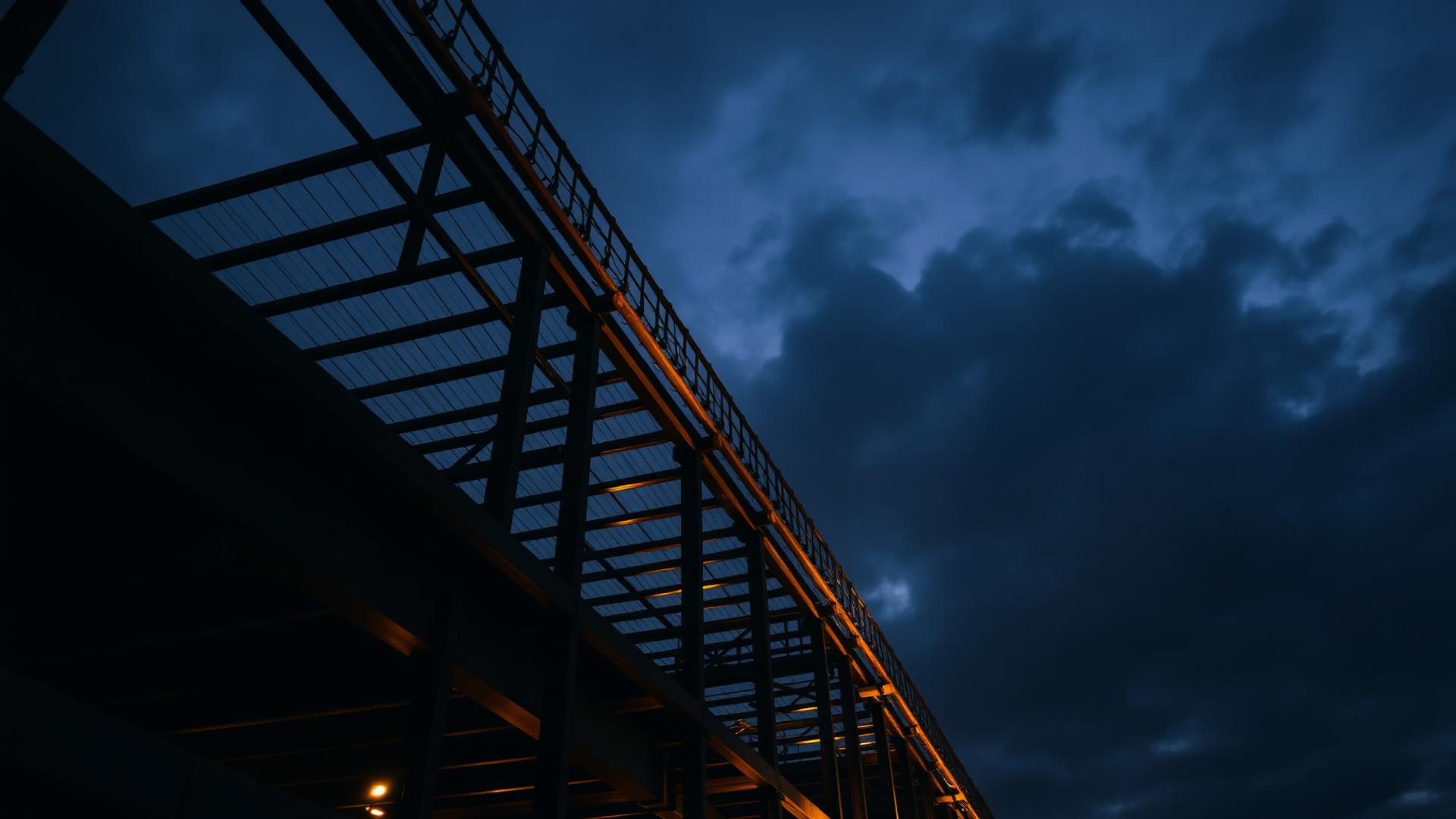 Construction site at dusk